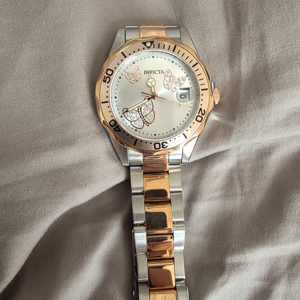 Invicta Two-Tone Butterfly Dial Watch